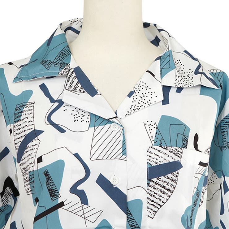 柄シャツ ブルーペイント 半袖サテンシャツ | Decorative  | 詳細画像8 