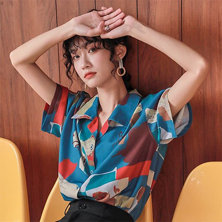 柄シャツ レトロ コラージュ[品番：DCTW0003221]｜Decorative