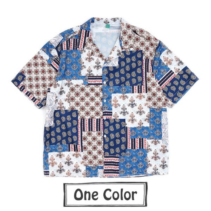 人気が高い 柄シャツ ビッグシルエット[品番：DCTW0003237 パッチワーク風 トップス