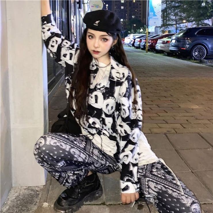 柄シャツ パンダ柄 ショート丈[品番：DCTW0003289]｜Decorative