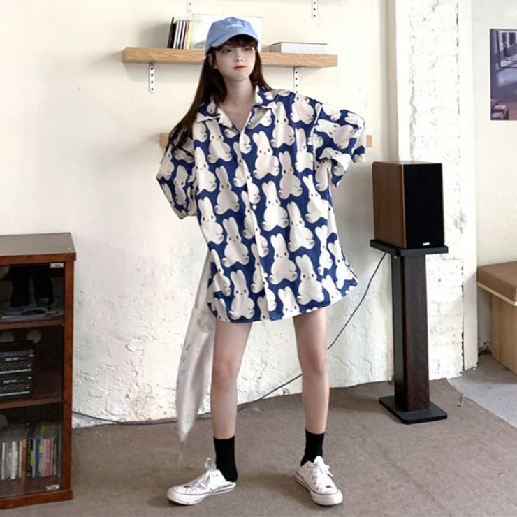 柄シャツ ウサギ柄 ラビット[品番：DCTW0003239]｜Decorative