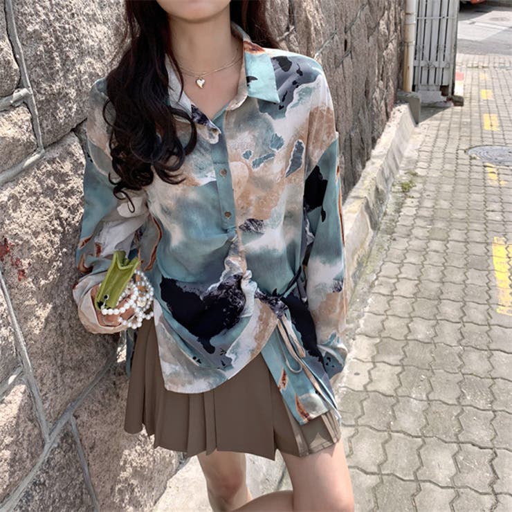 柄シャツ 水彩風 デザインシャツ[品番：DCTW0003529]｜Decorative  