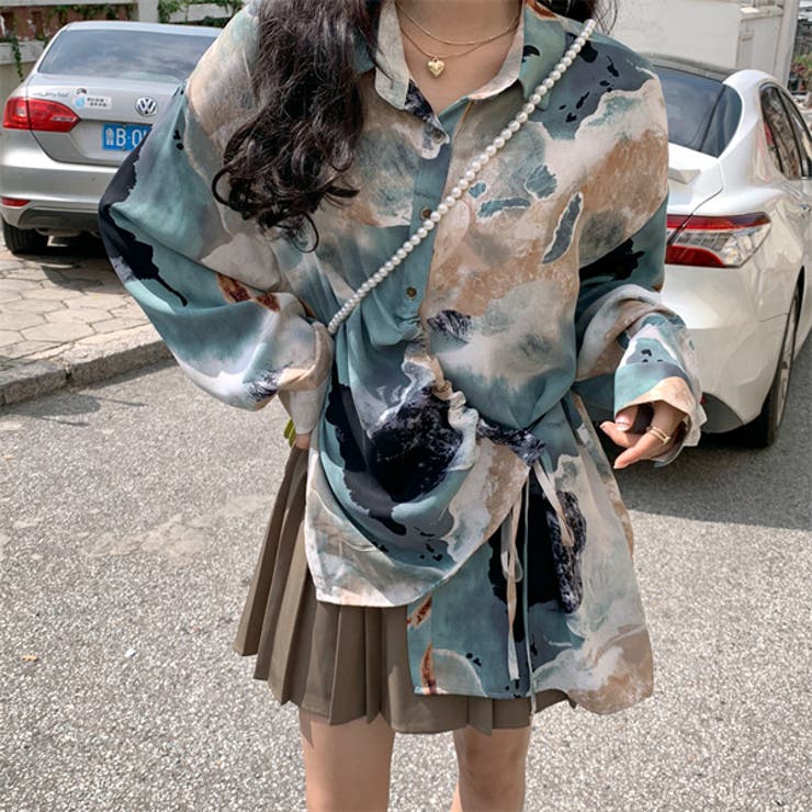 充実の品 柄シャツ デザインシャツ[品番：DCTW0003529 水彩風 コスプレ衣装