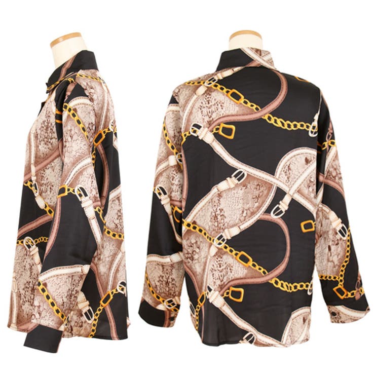 柄シャツ ベルトチェーン柄 長袖[品番：DCTW0003546]｜Decorative