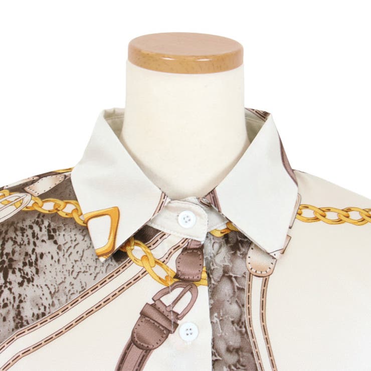 柄シャツ ベルトチェーン柄 長袖[品番：DCTW0003546]｜Decorative