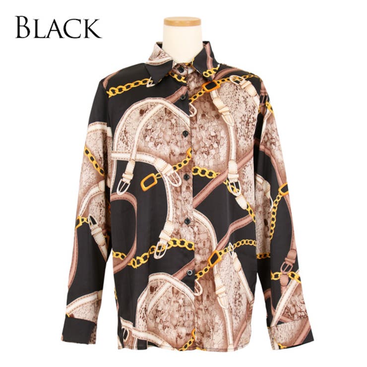 柄シャツ ベルトチェーン柄 長袖[品番：DCTW0003546]｜Decorative