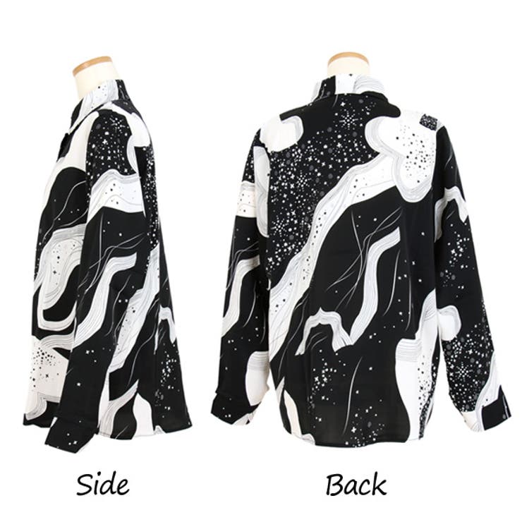 柄シャツ 星空アート 白黒 | Decorative  | 詳細画像11 