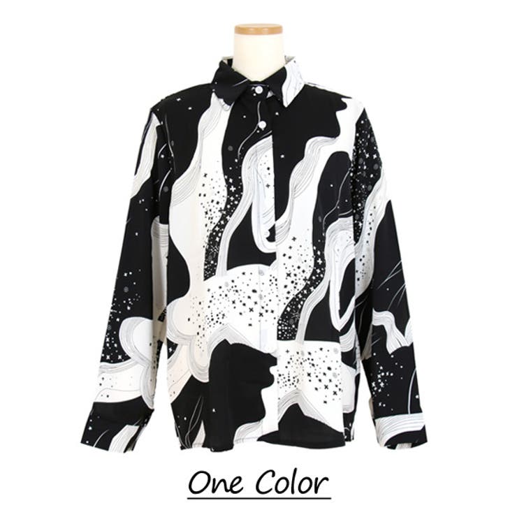 柄シャツ 星空アート 白黒 | Decorative  | 詳細画像12 