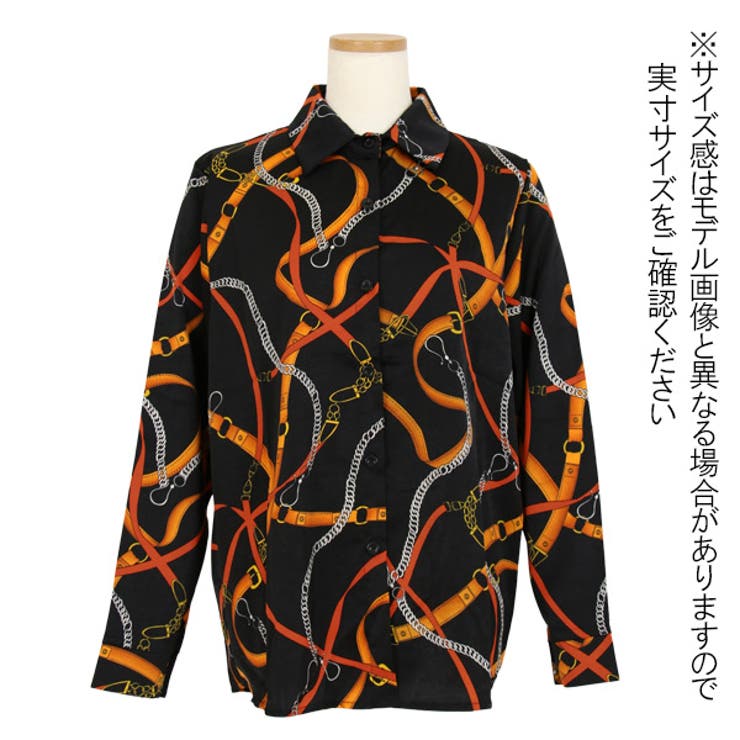 柄シャツ ベルトチェーン柄 長袖[品番：DCTW0003710]｜Decorative