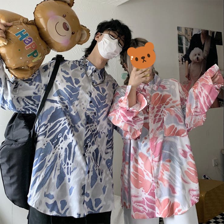 柄シャツ タイダイ柄 ピンク[品番：DCTW0003681]｜Decorative