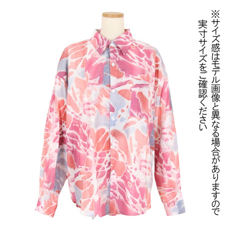 柄シャツ タイダイ柄 ピンク[品番：DCTW0003681]｜Decorative 