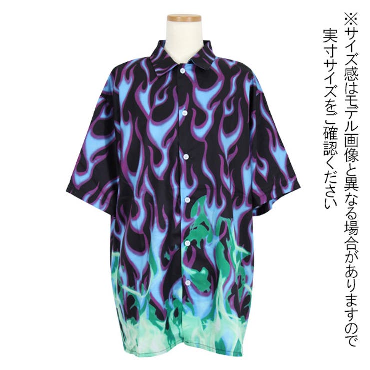 注目■CVTVLIST■大人気 Usual Fire Logo Tee 国内発送 すぐ届く 柄シャツ 炎柄 ファイヤー柄[品番：DCTW0003969]｜Decorative