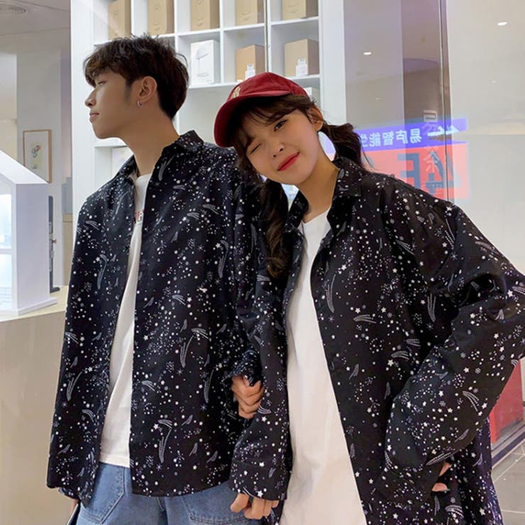 柄シャツ 星柄 ブラック[品番：DCTW0003997]｜Decorative