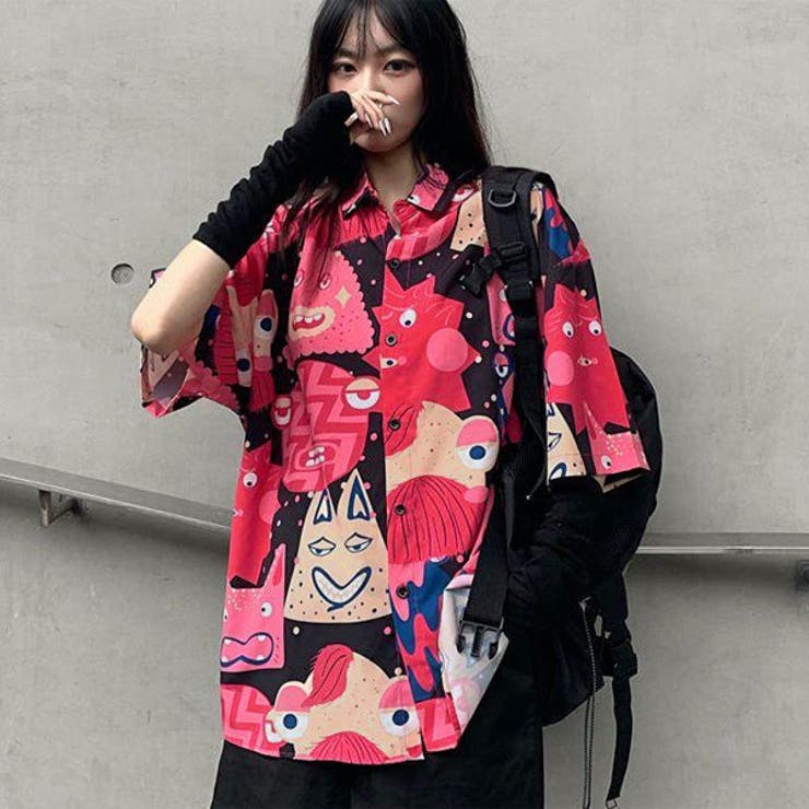 柄シャツ POPキャラクター 総柄[品番：DCTW0004008]｜Decorative