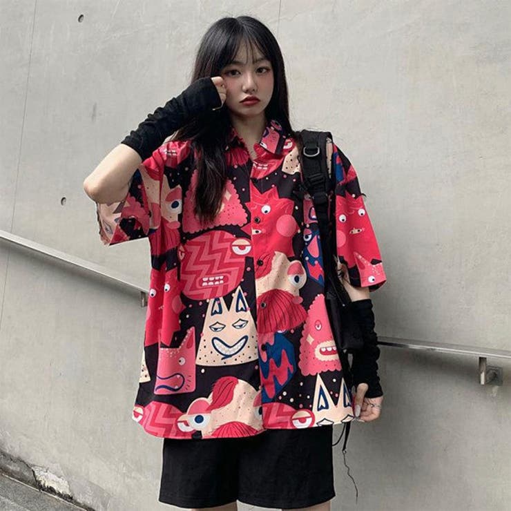 柄シャツ POPキャラクター 総柄[品番：DCTW0004008]｜Decorative 
