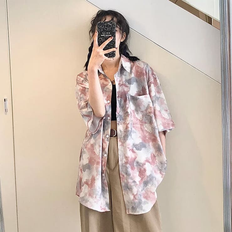 柄シャツ タイダイ柄 ビッグシルエット[品番：DCTW0004020
