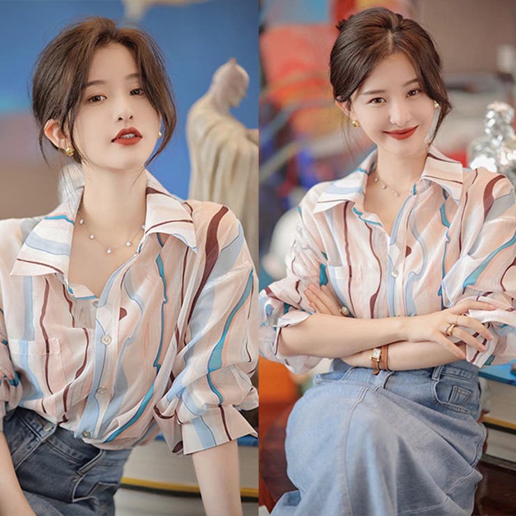 柄シャツ マーブル柄 ストライプ柄 | Decorative  | 詳細画像3 