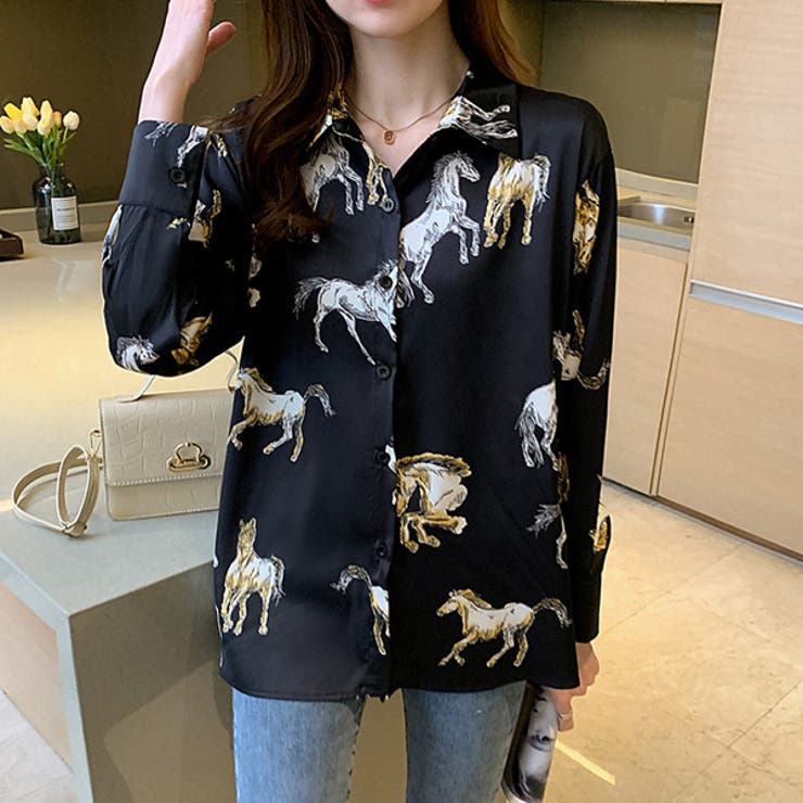 柄シャツ ホース柄 馬柄[品番：DCTW0004293]｜Decorative