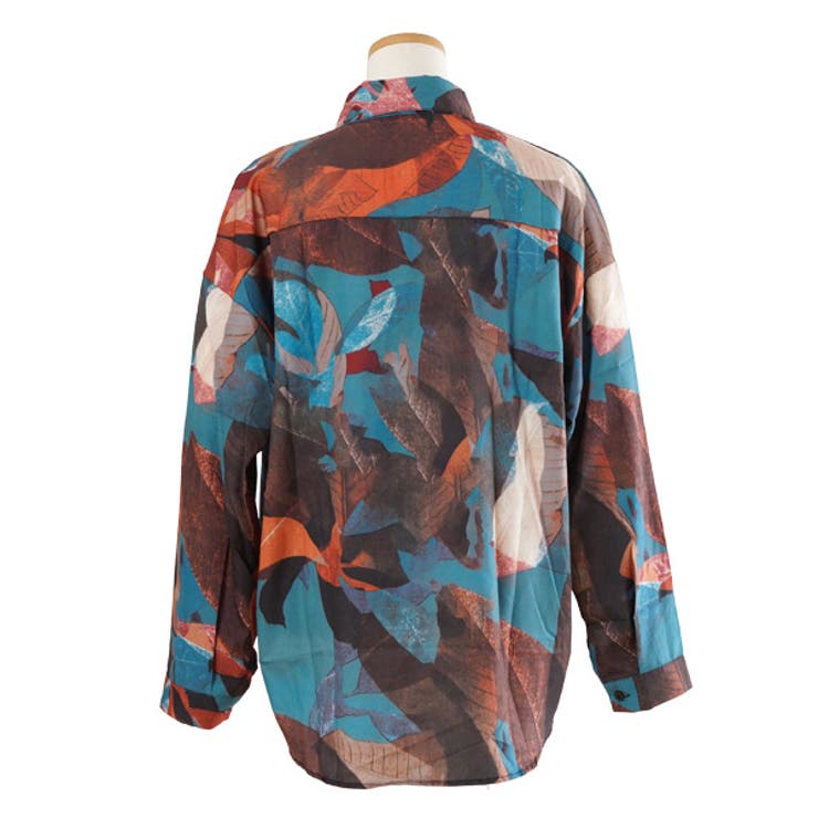 柄シャツ レトロカラー リーフ柄[品番：DCTW0004296