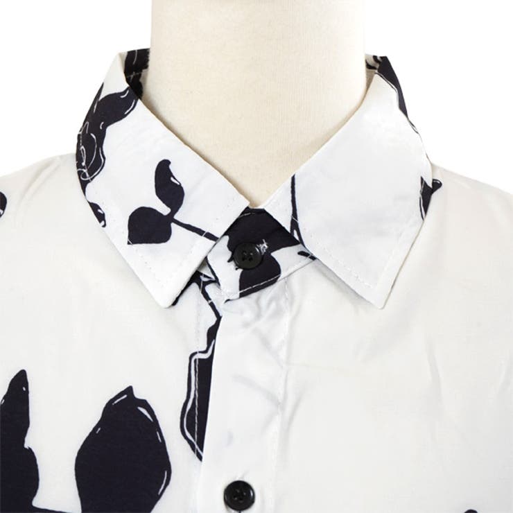 柄シャツ ボタニカル柄 モノトーン調 | Decorative  | 詳細画像10 