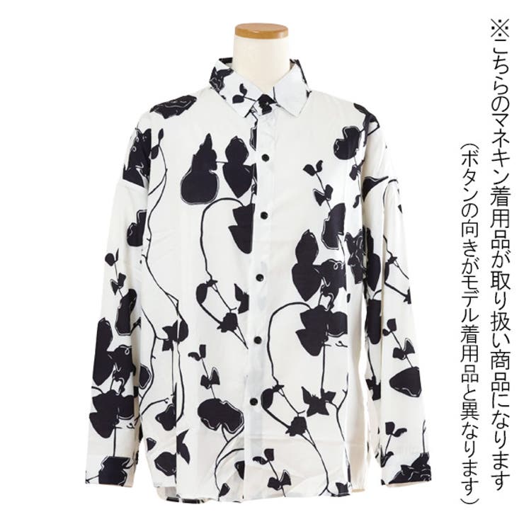 柄シャツ ボタニカル柄 モノトーン調[品番:DCTW0004310 柄シャツ ボタニカル柄 モノトーン調[品番:DCTW0004310
