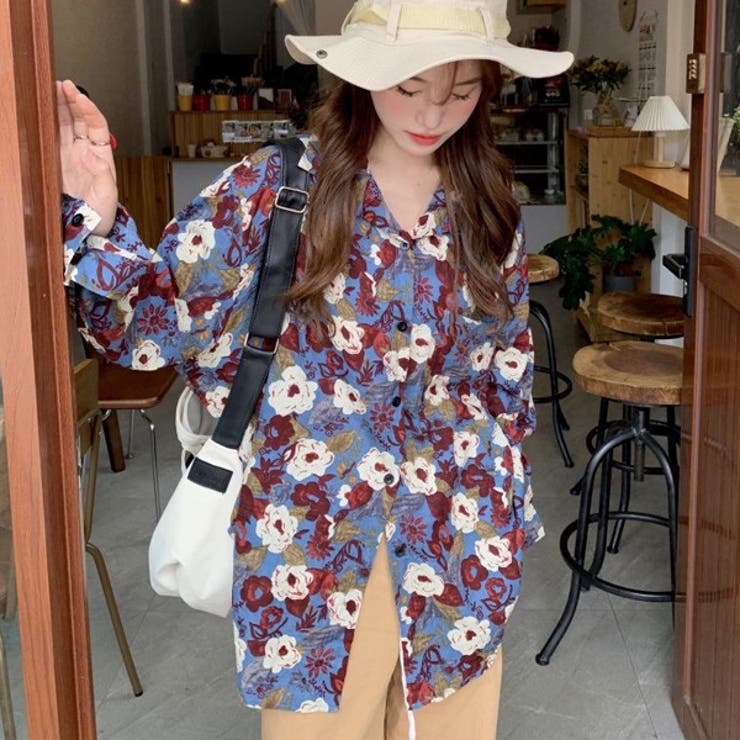 56 レトロ アンティーク ヴィンテージ 花柄 フラワー ブラウス
