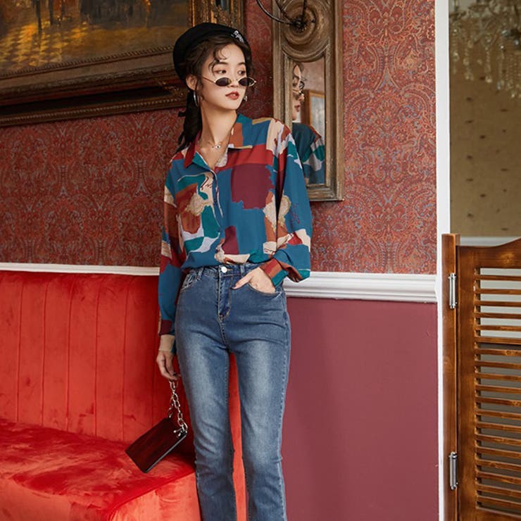 柄シャツ オープンカラーシャツ コラージュ風 | Decorative  | 詳細画像6 