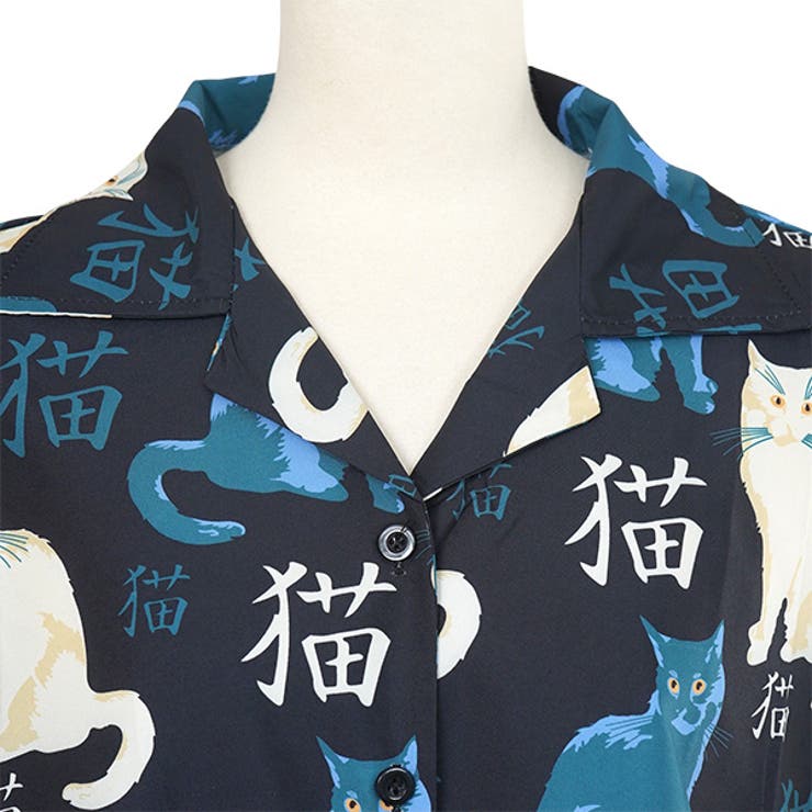 2024年新作 柄シャツ キャット[品番：DCTW0004406]｜Decorative 猫 トップス