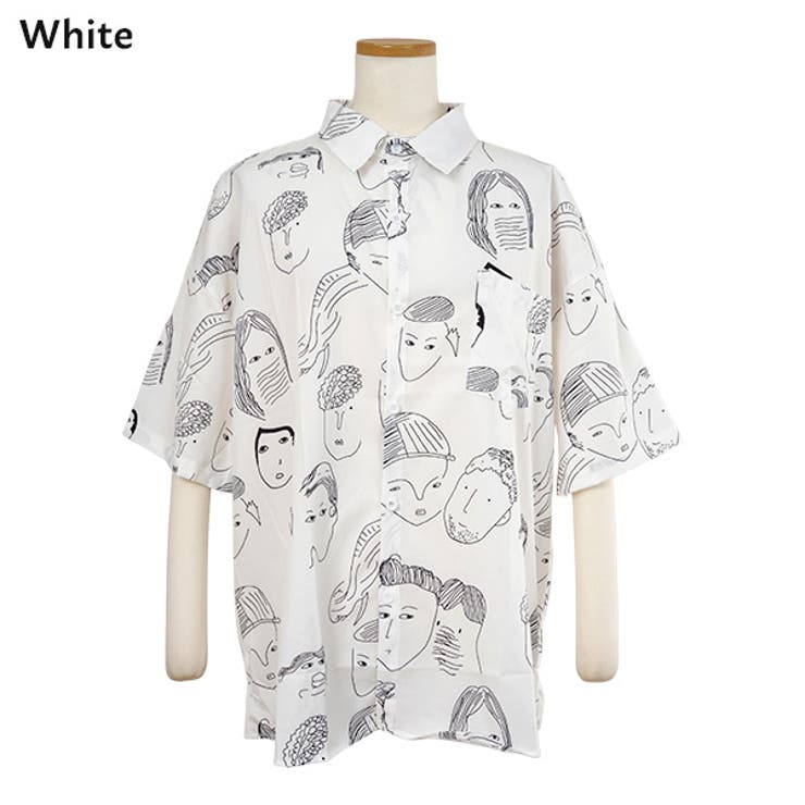 柄シャツ フェイス 顔[品番：DCTW0004422]｜Decorative