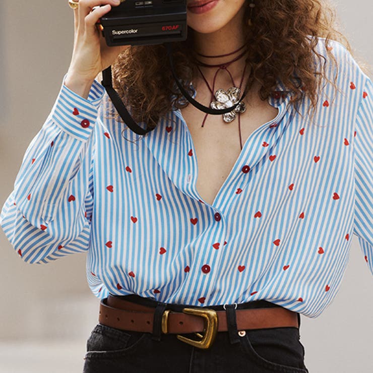 柄シャツ ハート ハート柄[品番：DCTW0004518]｜Decorative