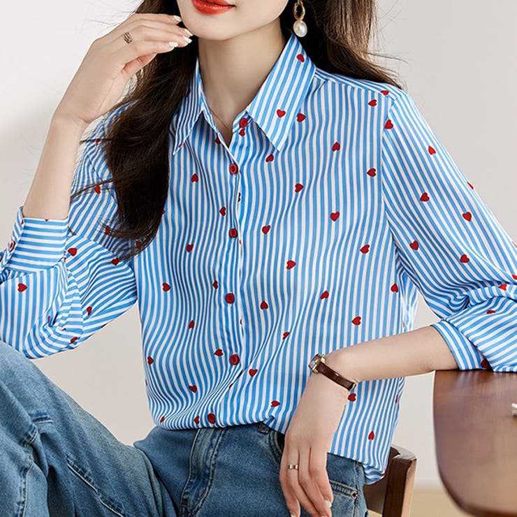 柄シャツ ハート ハート柄[品番：DCTW0004518]｜Decorative