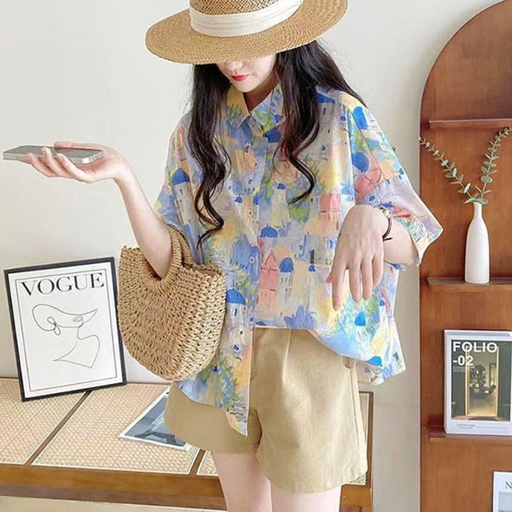 柄シャツ ぼかし柄 水彩画風 | Decorative  | 詳細画像1 