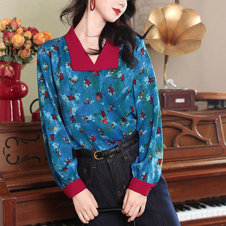 柄シャツ 花柄 ブルー | Decorative  | 詳細画像5 