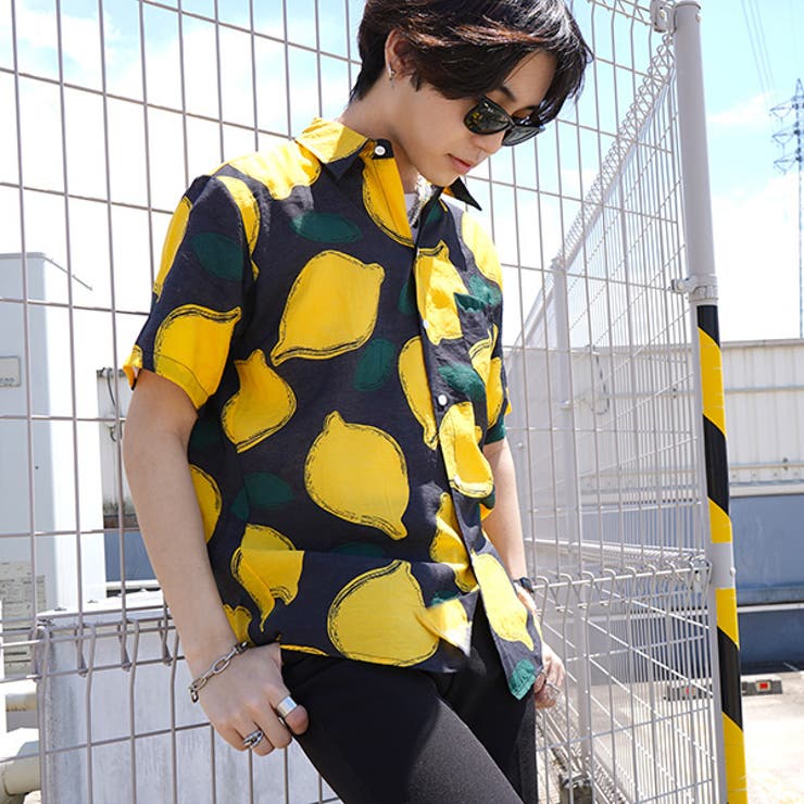 gelato pique レモン柄 半袖シャツ HOMME】【接触冷感】レーヨン 