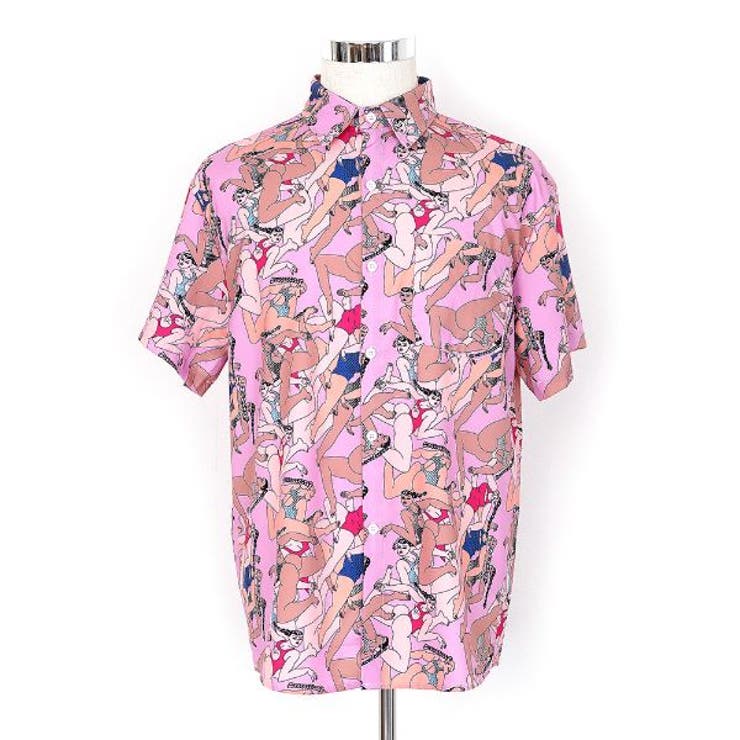 柄シャツ ふっくら水着ガールのピンクシャツ ダンス[品番：DCTW0003122