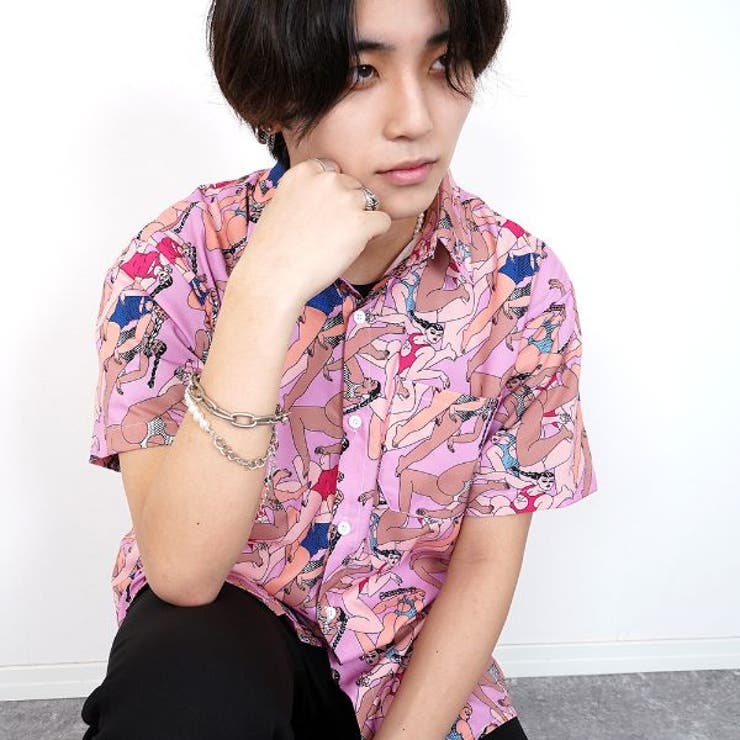 柄シャツ ふっくら水着ガールのピンクシャツ ダンス[品番：DCTW0003122