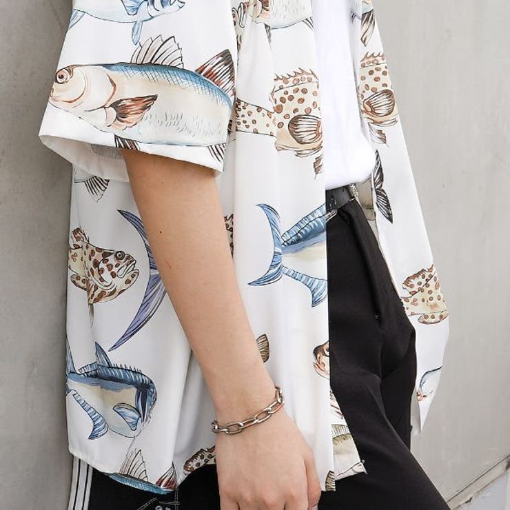 レオナール　美品　カットソー シャツ 半袖 総柄 魚 トリム マルチカラー　海 人魚 柄] 半袖シャツ | #見た目の良いお店