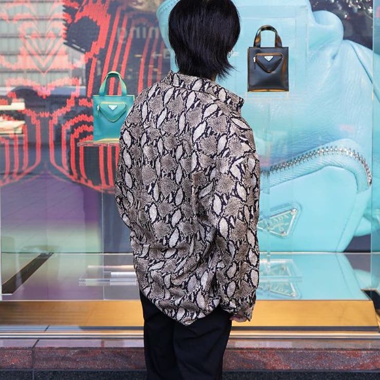 柄シャツ パイソン柄 スネークスキン[品番：DCTW0003306