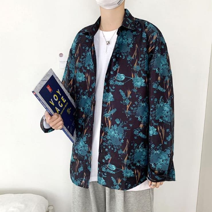柄シャツ フラワー柄 ダークグリーン | Decorative  | 詳細画像2 