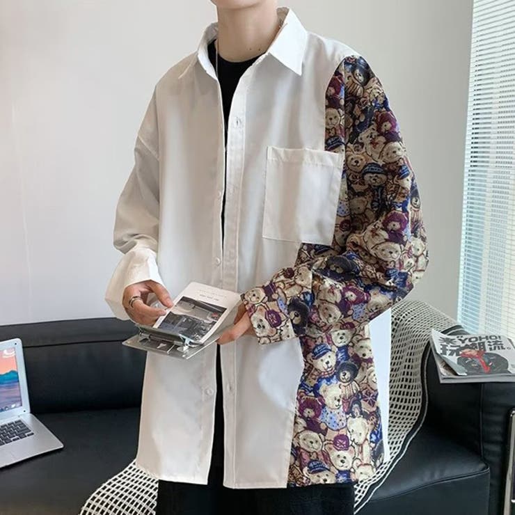 柄シャツ BEAR柄 切替えデザイン | Decorative  | 詳細画像2 