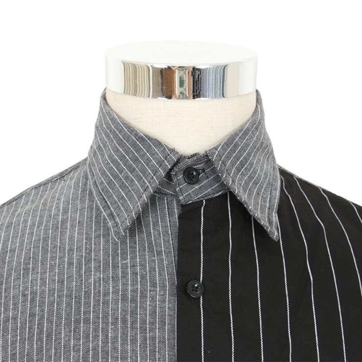 柄シャツ ストライプ柄 切替え[品番：DCTW0003729]｜Decorative