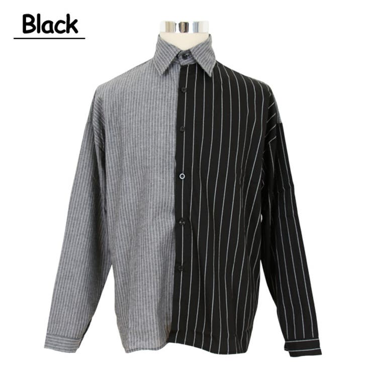 柄シャツ ストライプ柄 切替え[品番：DCTW0003729]｜Decorative