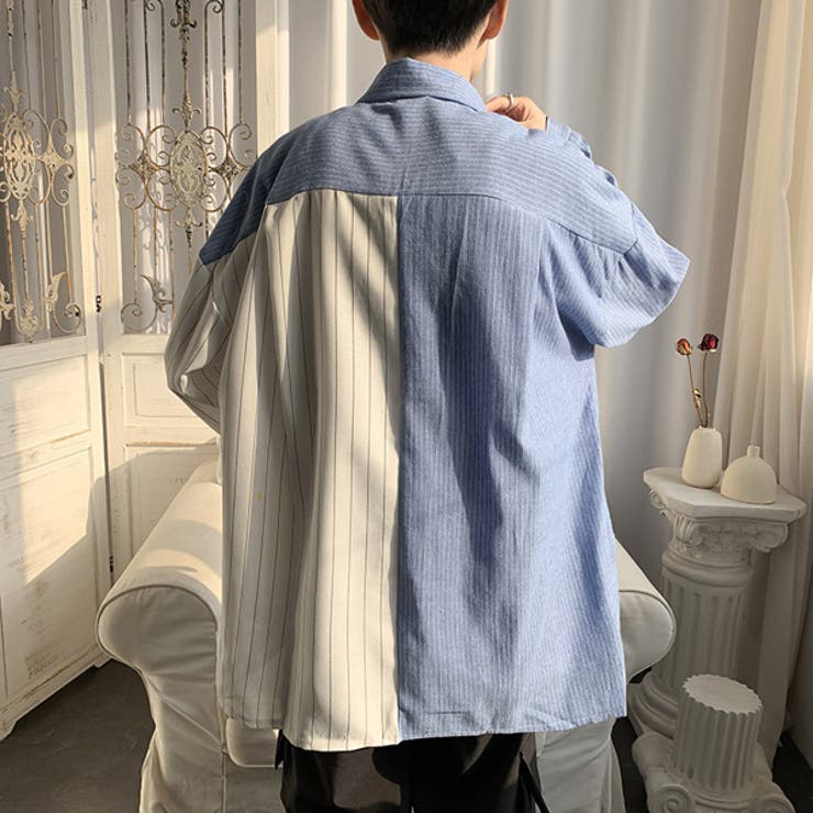 柄シャツ ストライプ柄 切替え[品番：DCTW0003729]｜Decorative