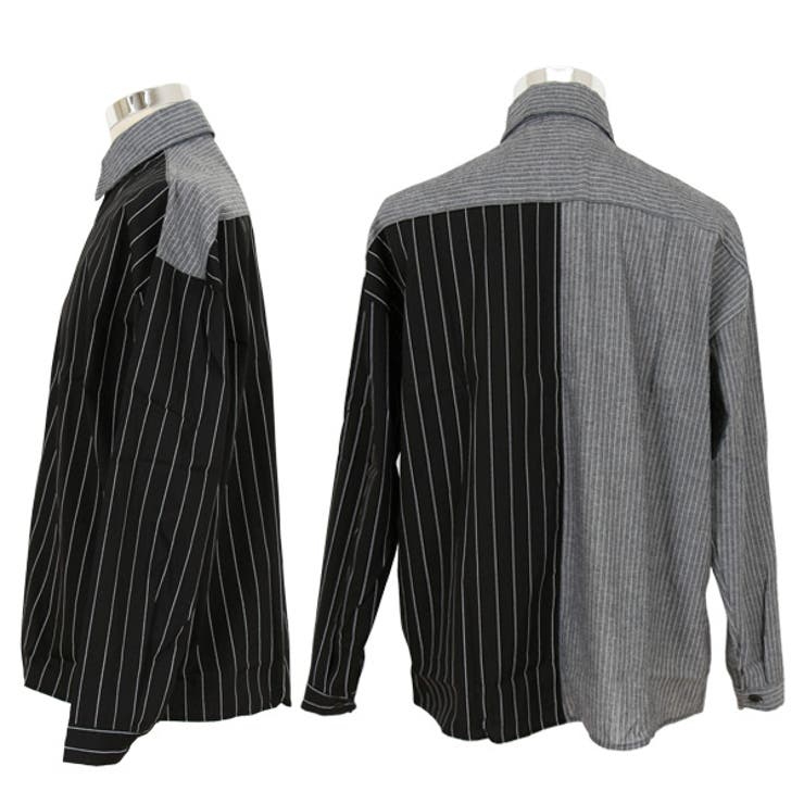 柄シャツ ストライプ柄 切替え[品番：DCTW0003729]｜Decorative