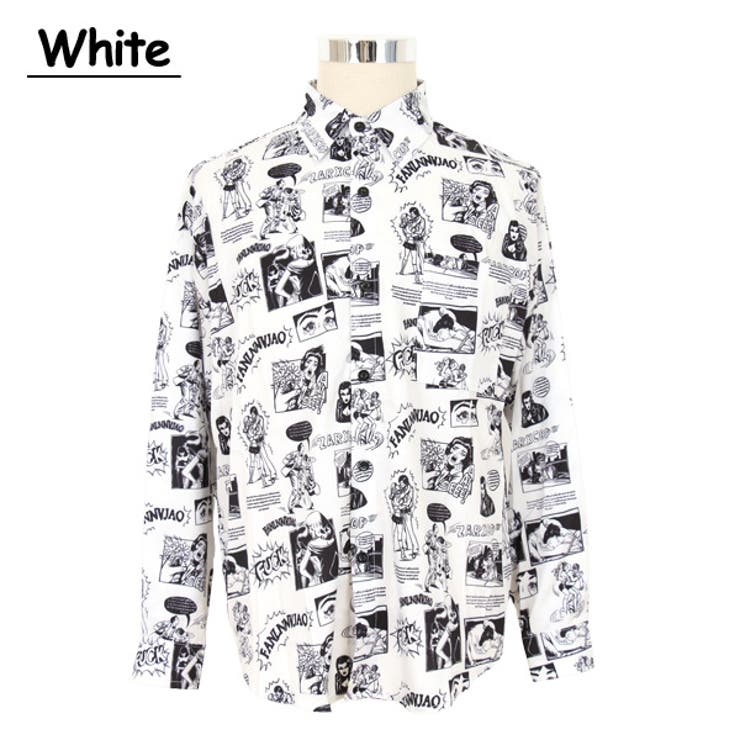柄シャツ アメコミ風 コミック柄[品番：DCTW0003734