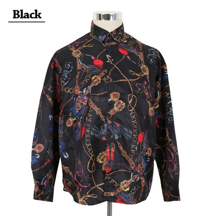 柄シャツ チェーンベルト柄 長袖[品番：DCTW0003746]｜Decorative