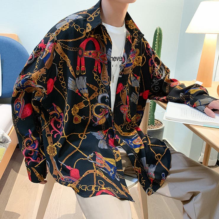 柄シャツ チェーンベルト柄 長袖[品番：DCTW0003746]｜Decorative
