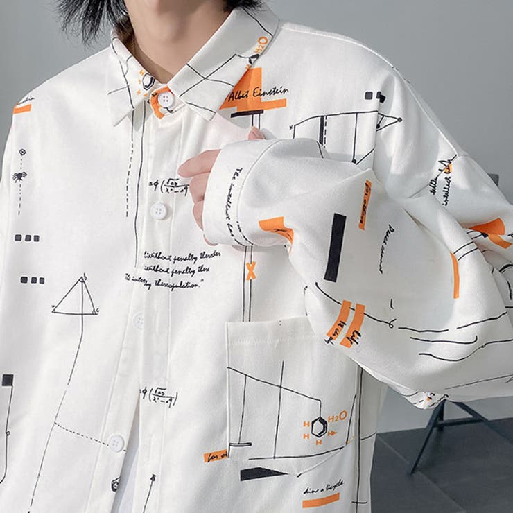 柄シャツ 数式柄 長袖[品番：DCTW0003752]｜Decorative
