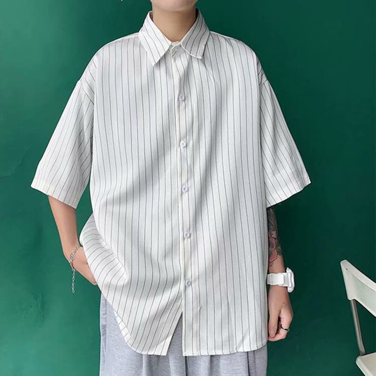 柄シャツ ストライプ柄 半袖[品番：DCTW0003965]｜Decorative