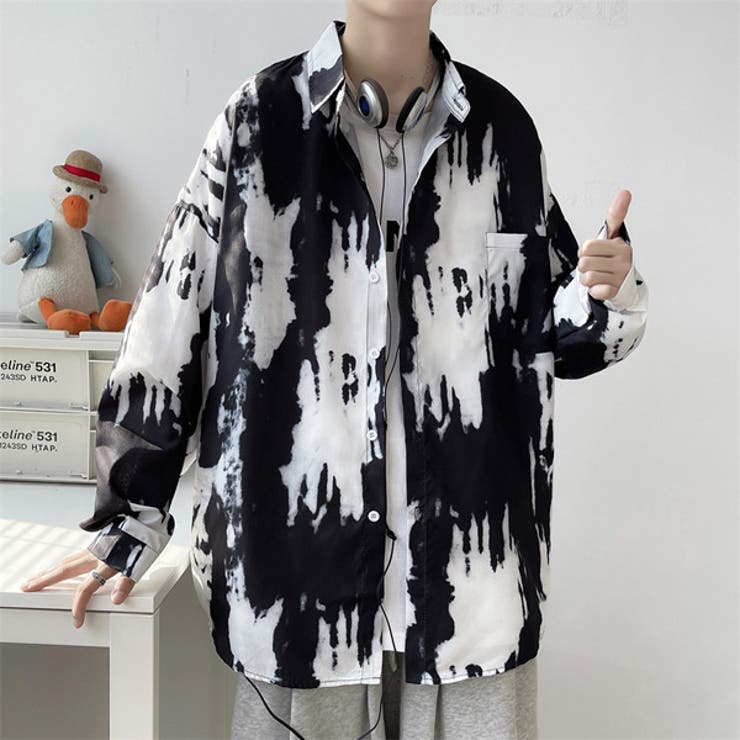 柄シャツ モノトーン タイダイ柄[品番：DCTW0003917]｜Decorative